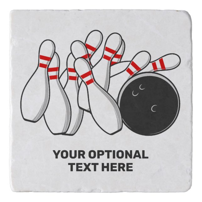Custom Text Bowling Strike Trivet (Front)