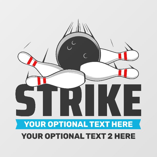 Custom Text Bowling Strike Wall Decal (Front)
