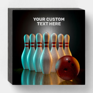 Custom Text Bowling Strike Wooden Box Sign