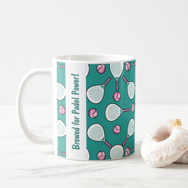 🎾Custom text, Brewed for Padel Power! Coffee Mug (With Donut)