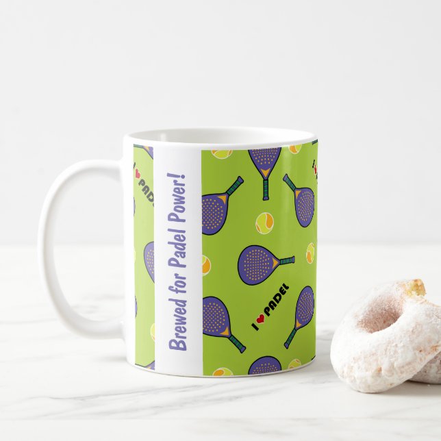 🎾Custom text, Brewed for Padel Power! Coffee Mug (With Donut)