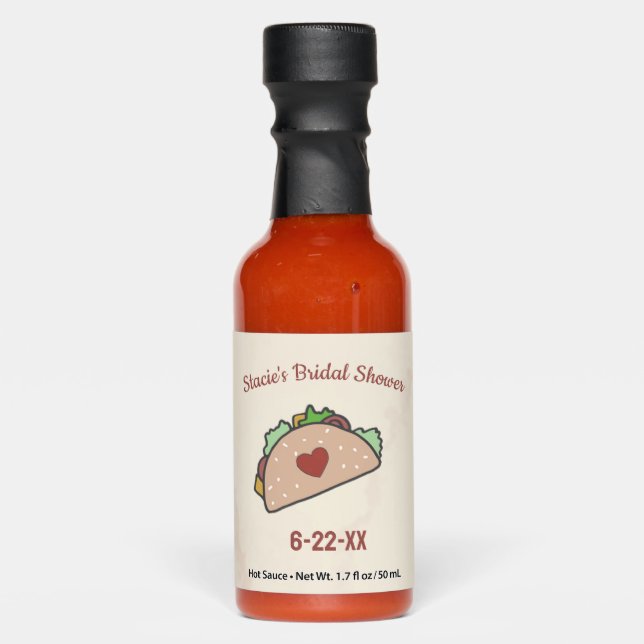 Custom Text Bridal Shower Personalized Love Taco Hot Sauces (Front)