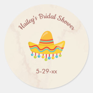 Custom Text Bridal Shower Personalized Sombrero Classic Round Sticker