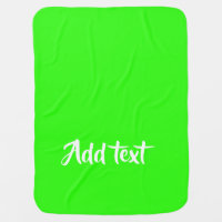 Custom text bright green plain baby blanket