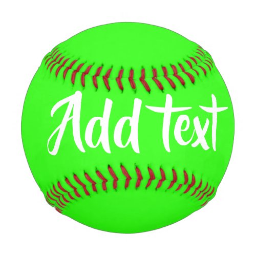 Custom text bright green plain baseball