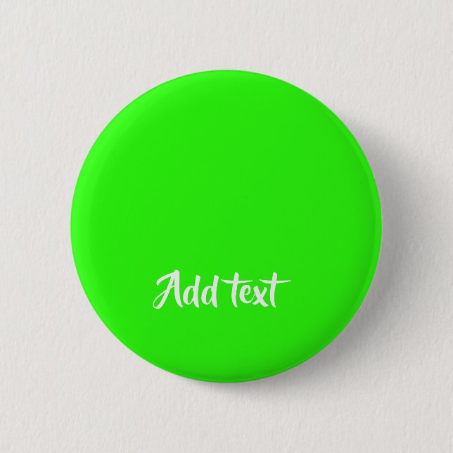 Custom text bright green plain button (Front)