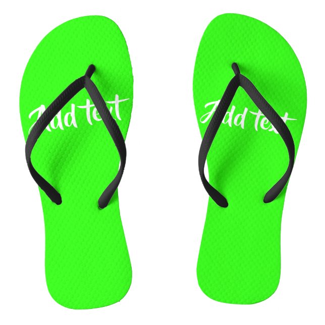 Custom text bright green plain flip flops (Footbed)