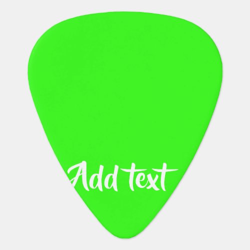 Custom text bright green plain guitar pick