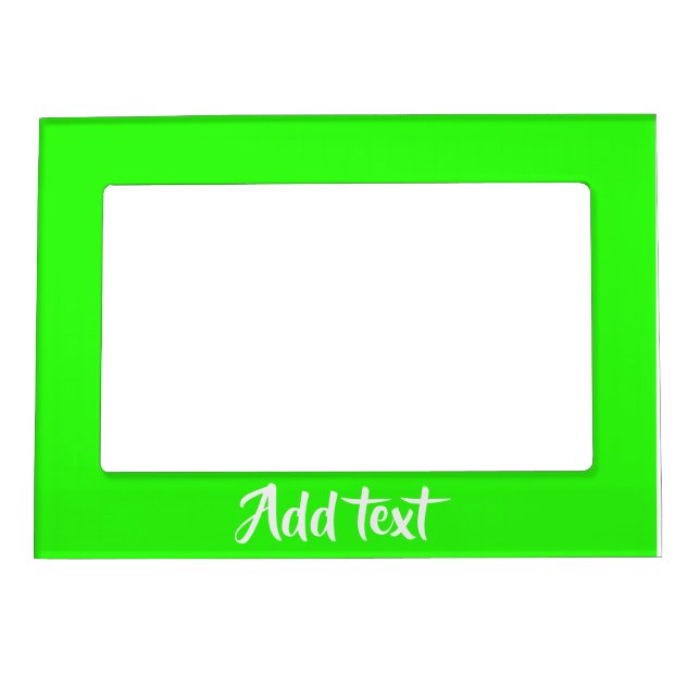 Custom text bright green plain magnetic frame (Front)