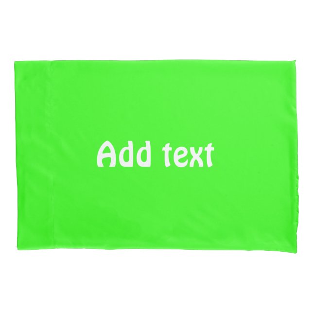 Custom text bright green plain pillow case (Front)