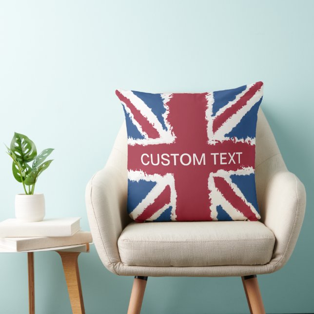 Custom Text British Union Jack Flag Art Heva Weva  Throw Pillow (Chair)