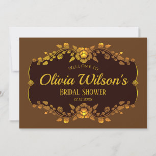 Custom Text Brown and Gold Elegant Bridal Shower Invitation