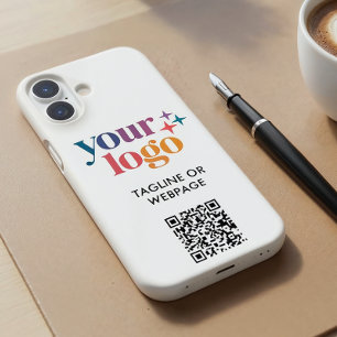 Custom Text Business Company Logo QR Code iPhone 16 Case