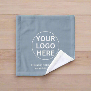 Custom Text & Business Logo Dusty Blue Branded Wash Cloth