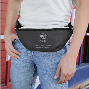 Custom Text & Business Logo l Branded Gray Promo Fanny Pack