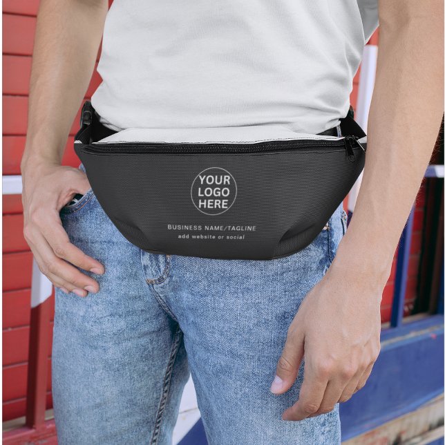 Custom Text & Business Logo l Branded Gray Promo Fanny Pack (Creator Uploaded)