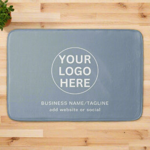 Custom Text & Business Logo l Dusty Blue Promo  Bath Mat