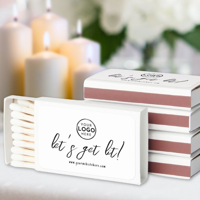 Custom Text Business Logo Matchboxes (Minimalist Black White Funny Business Logo Matchboxes)