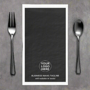 Custom Text & Business Logo Promotional Black Paper Guest Towels