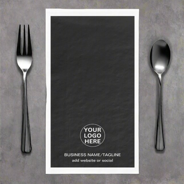 Custom Text & Business Logo Promotional Black Paper Guest Towels (Creator Uploaded)