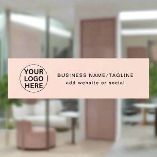 Custom Text & Business Logo Promotional Blush Pink Window Cling