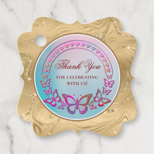 Custom Text, butterflies, and Heart love Favor Tags