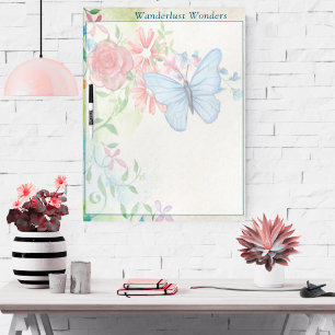 Custom Text Butterfly and Flowers Floral Theme Dry Erase Board