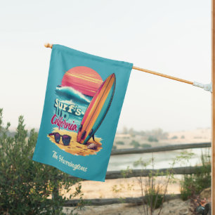 Custom Text California Surfing House Flag