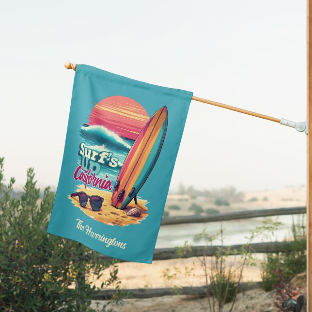 Custom Text California Surfing House Flag (Insitu (Back))