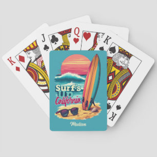 Custom Text California Surfing Poker Cards