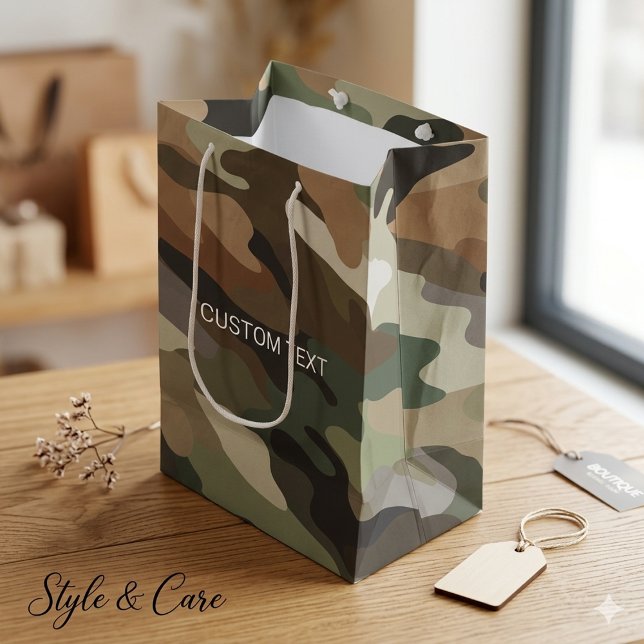 Custom Text Camouflage Pattern Medium Gift Bag (Custom Text Camouflage Pattern Medium Gift Bag)