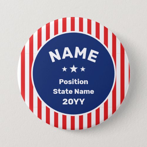 Custom Text Campaign Election USA Flag Button