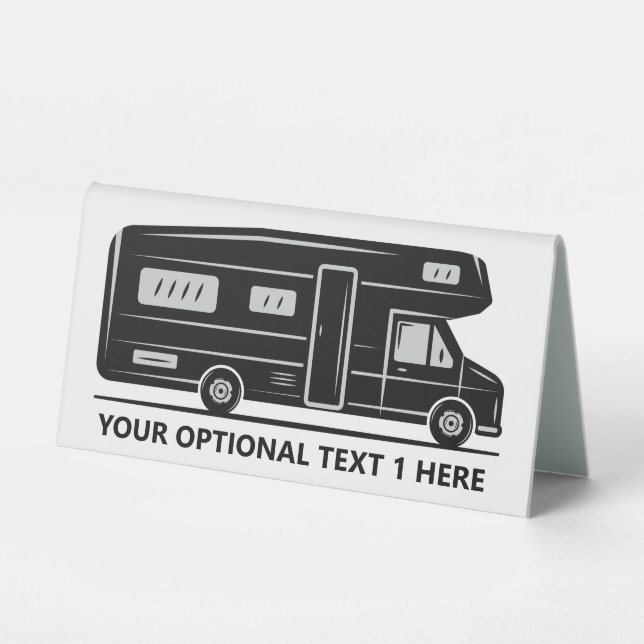 Custom text Camper Van Table Tent (Front)