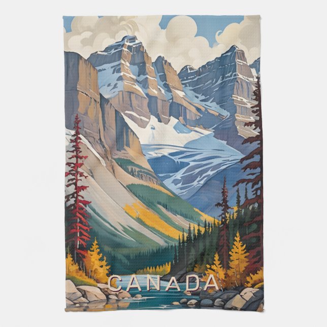 Custom Text Canada Travel Poster Kitchen Towel