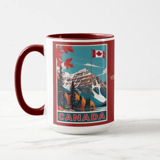 Custom Text Canada Travel Poster Mug (Left)