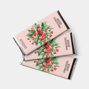 Custom Text Candy Cane Christmas Chocolate Hershey Bar Favors