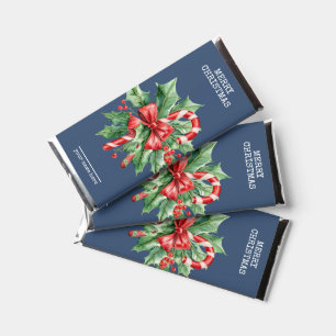 Custom Text Candy Cane Christmas Chocolate Hershey Bar Favors
