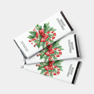 Custom Text Candy Cane Christmas Chocolate Hershey Bar Favors