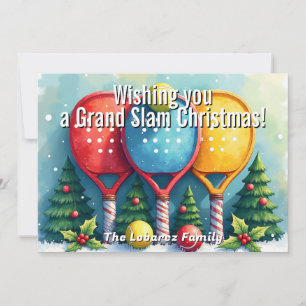 🎾🎄Custom text,  Candy Cane Smash Holiday Card