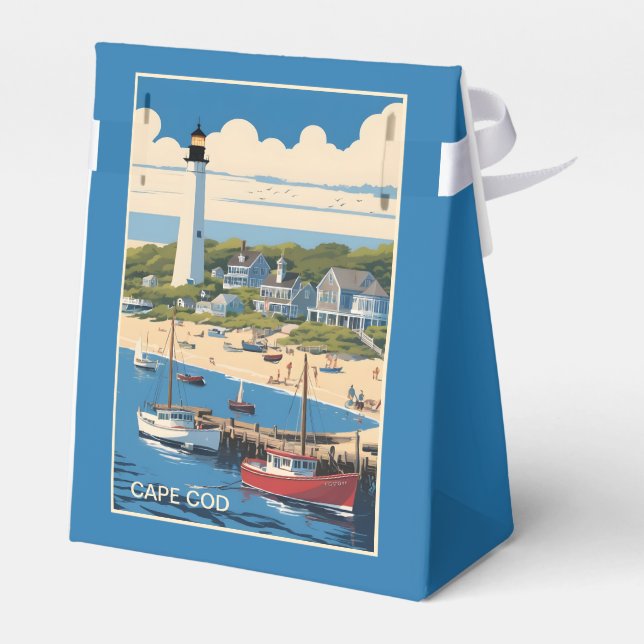 Custom Text Cape Cod Massachusetts Favor Boxes (Back Side)