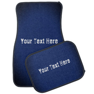 Custom Text Car Floor Mat Blue Jeans Design