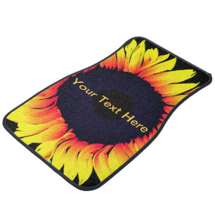Custom Text Car Floor Mat with Art Sunflower
