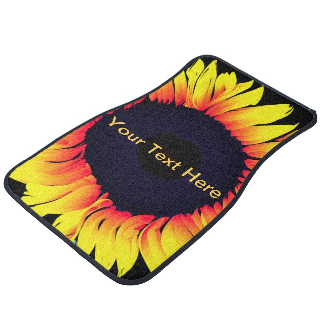 Custom Text Car Floor Mat with Art Sunflower (Angled)