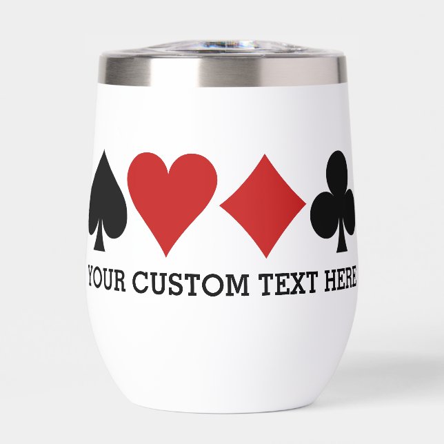 Custom Text Card Player Thermal Wine Tumbler (Front)