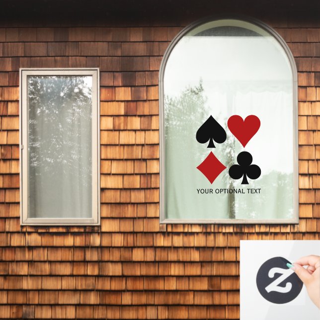Custom text Card Suits Window Cling (Home Window)