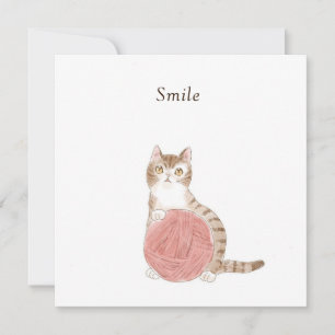 Custom Text Cat and Ball of Yarn by Shiori K. Invitation