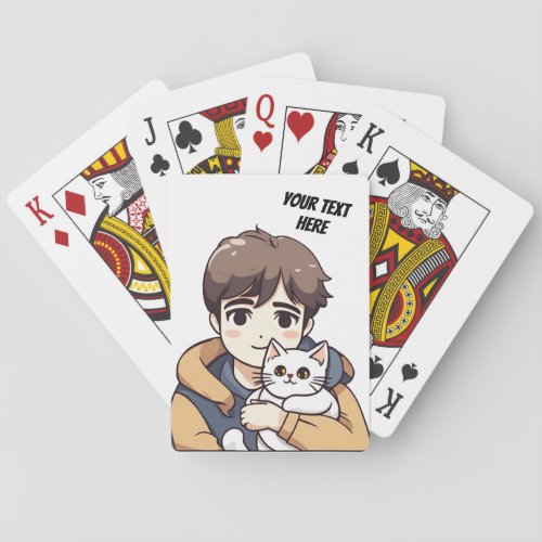 Custom text Cat Dad and Kitty Cat Poker Cards