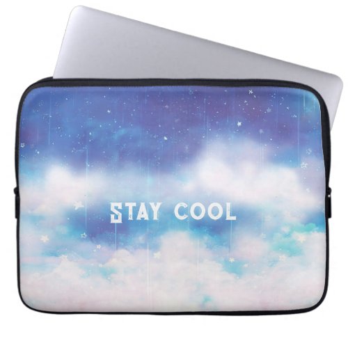 Custom Text Celestial Blue Nebula Laptop Case