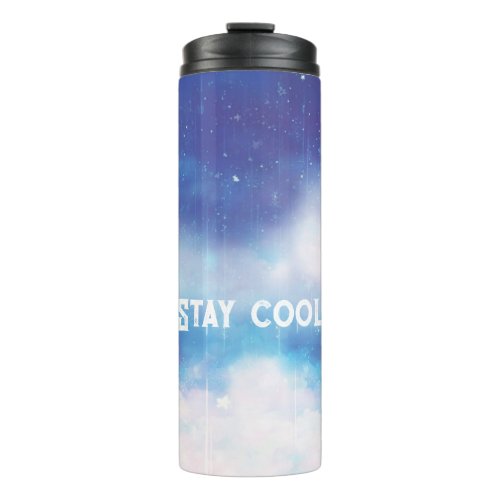 Custom Text Celestial Blue Nebula Thermal Tumbler