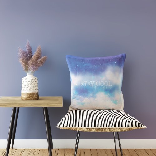 Custom Text Celestial Blue Nebula Throw Pillow